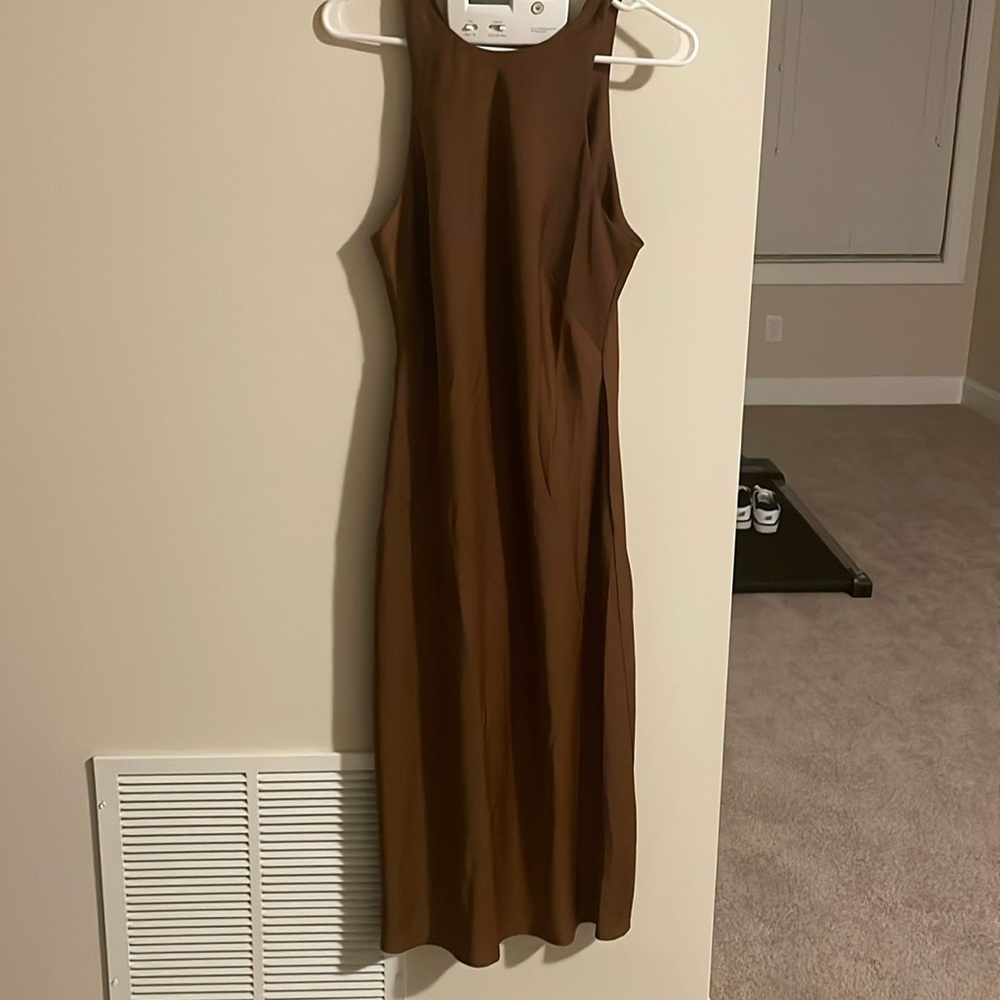 Target haltered satin dress - looks good with leather jacket - wore 1 time small